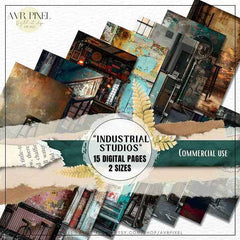 Vintage Industrial Scrapbooking Prints | 15 Grungy Digital Backgrounds for Junk Journal & Crafts JJES12SET15 _ Avr pixel - Avr Pixel
