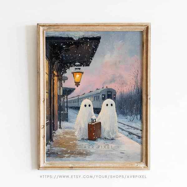 Avr Pixel Halloween Wall Art - Vintage Spooky Home Décor Digital Print - Avr Pixel
