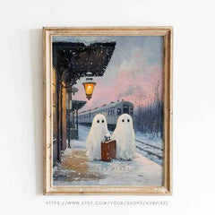 Avr Pixel Halloween Wall Art - Vintage Spooky Home Décor Digital Print - Avr Pixel