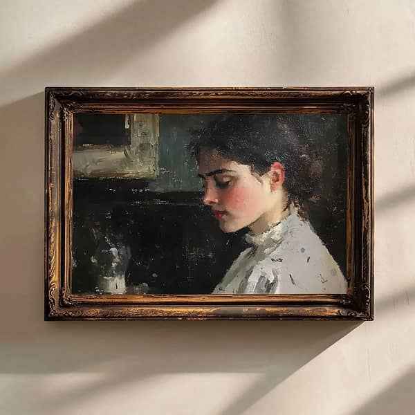 Modern Organic Victorian Woman Wall Art - Elegant Timeless Portrait for Home Decor - Avr Pixel - Avr Pixel