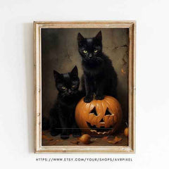 Halloween Wall Art - Cat Pumpkin Carving Spooky Poster for Fall Decor | Avr Pixel - Avr Pixel