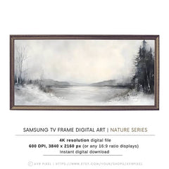 Samsung Frame TV Art - Abstract Neutral Modern Farmhouse Winter Landscape Decor _ Avr pixel - Avr Pixel