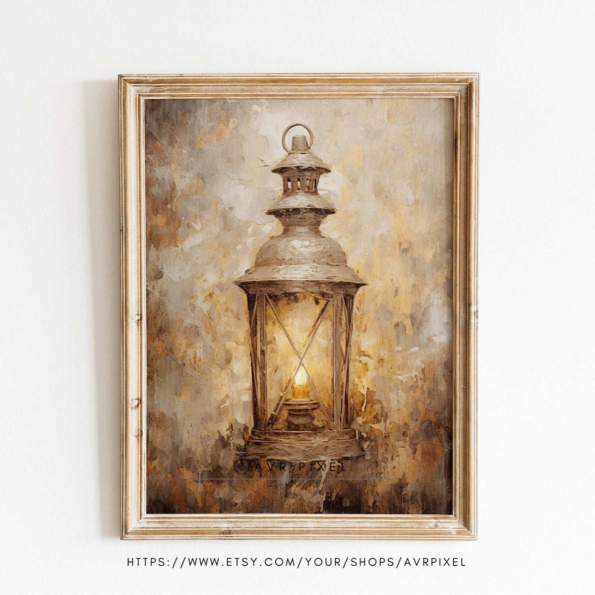 Christmas Wall Art | Gold  Lantern  | Vintage Farmhouse Holiday Decor | Printable Digital Download WAS2P2 _ Avr pixel - Avr Pixel