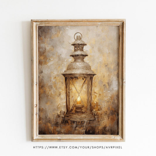 Christmas Wall Art | Gold  Lantern  | Vintage Farmhouse Holiday Decor | Printable Digital Download WAS2P2 _ Avr pixel - Avr Pixel