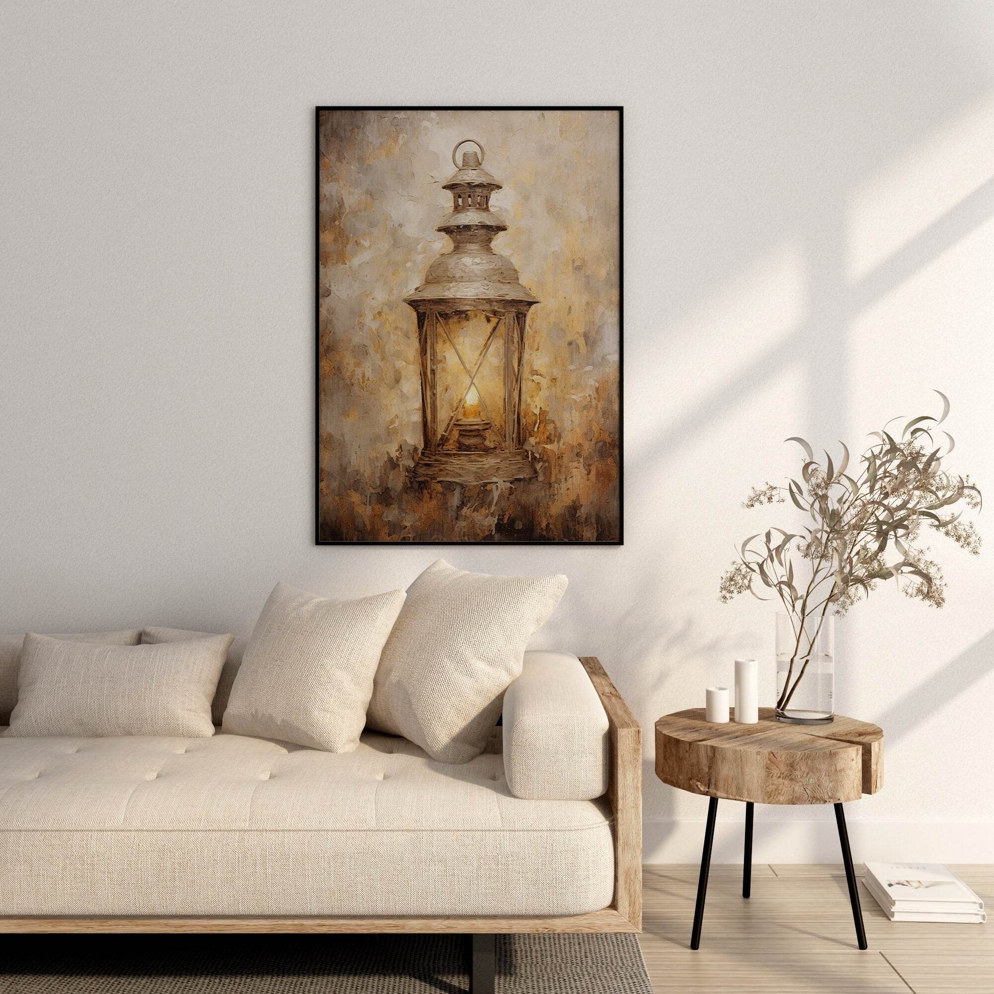 Christmas Wall Art | Gold  Lantern  | Vintage Farmhouse Holiday Decor | Printable Digital Download WAS2P2 _ Avr pixel - Avr Pixel