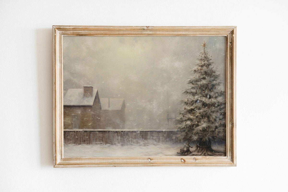 Christmas Wall Art | Rustic Winter Scene  - Snowy Tree Farmhouse Decor _ Avr pixel - Avr Pixel