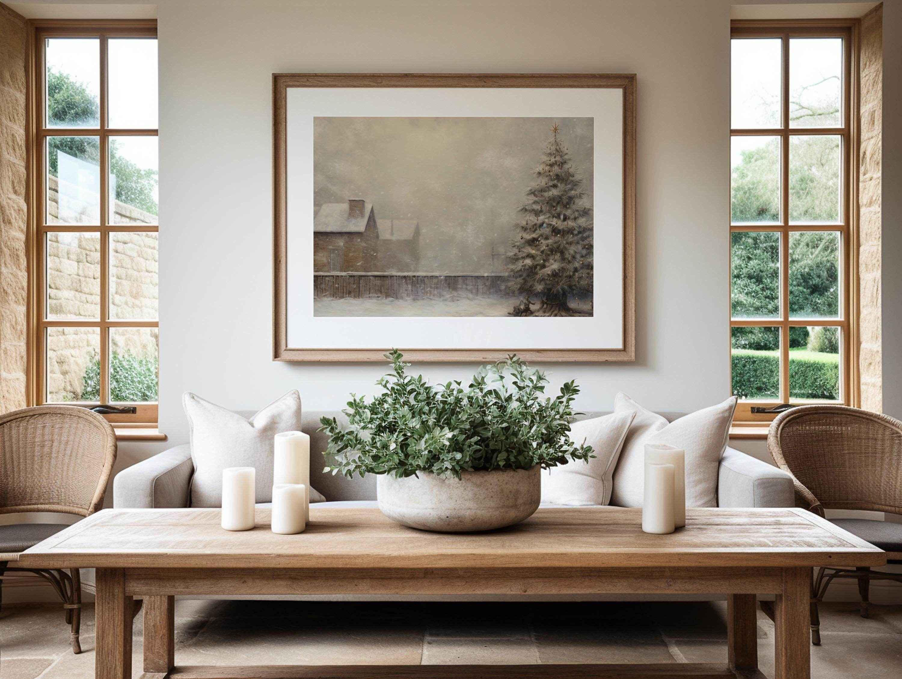 Christmas Wall Art | Rustic Winter Scene  - Snowy Tree Farmhouse Decor _ Avr pixel - Avr Pixel