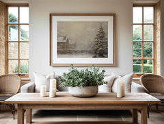 Christmas Wall Art | Rustic Winter Scene  - Snowy Tree Farmhouse Decor _ Avr pixel - Avr Pixel