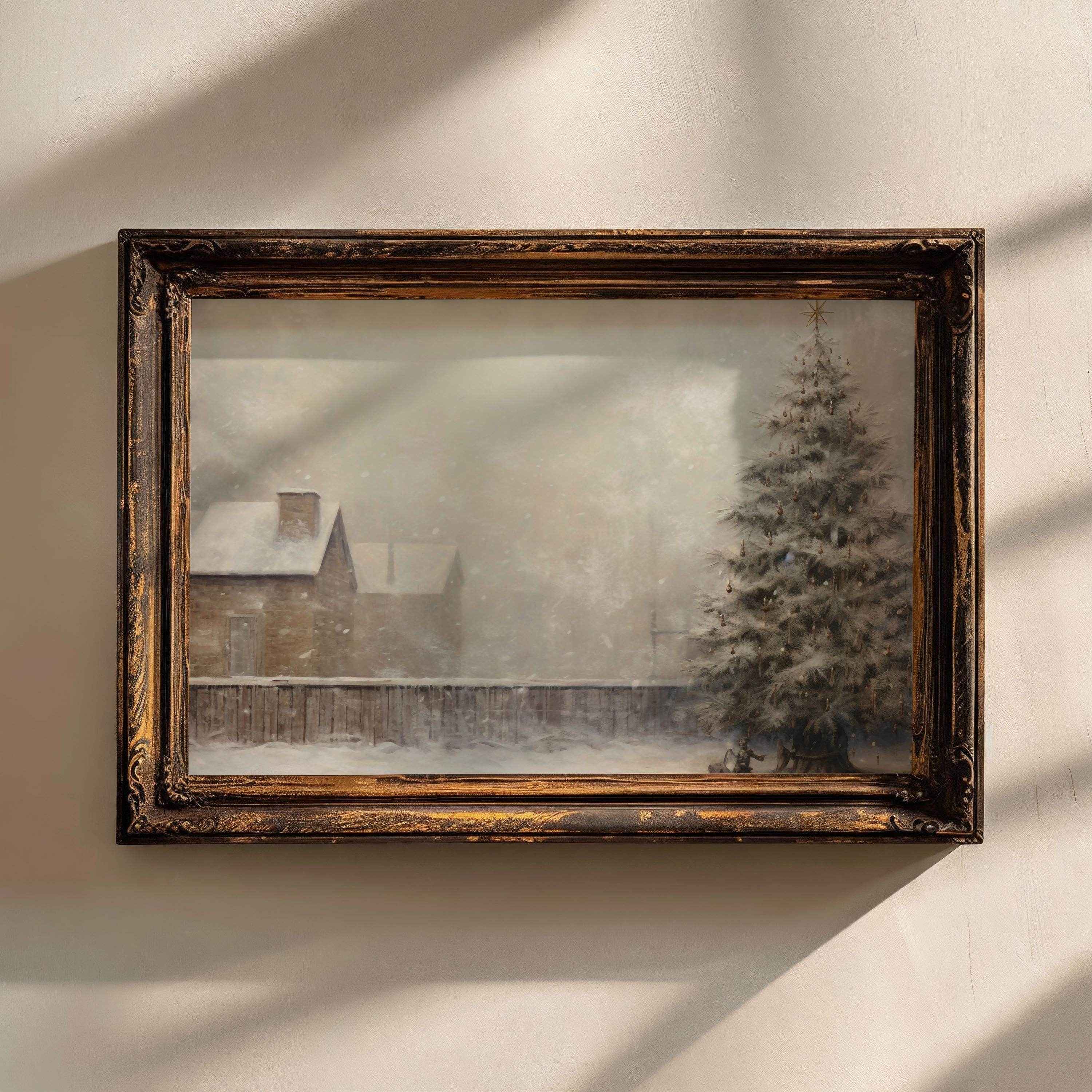 Christmas Wall Art | Rustic Winter Scene  - Snowy Tree Farmhouse Decor _ Avr pixel - Avr Pixel