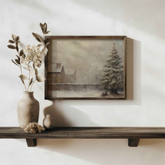 Christmas Wall Art | Rustic Winter Scene  - Snowy Tree Farmhouse Decor _ Avr pixel - Avr Pixel