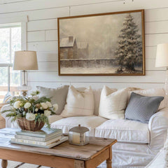 Christmas Wall Art | Rustic Winter Scene  - Snowy Tree Farmhouse Decor _ Avr pixel - Avr Pixel