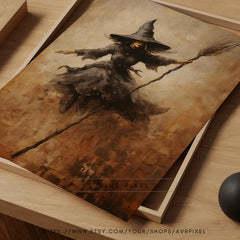 Halloween Witch Wall Art | Spooky Boho Printable Decor by Avr Pixel - Avr Pixel