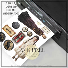 Halloween Scrapbooking Kit | Classic Vintage Ephemera & Junk Journal Kit | Commercial Use Digital Cutouts JJES22H2SE - Avr Pixel - Avr Pixel