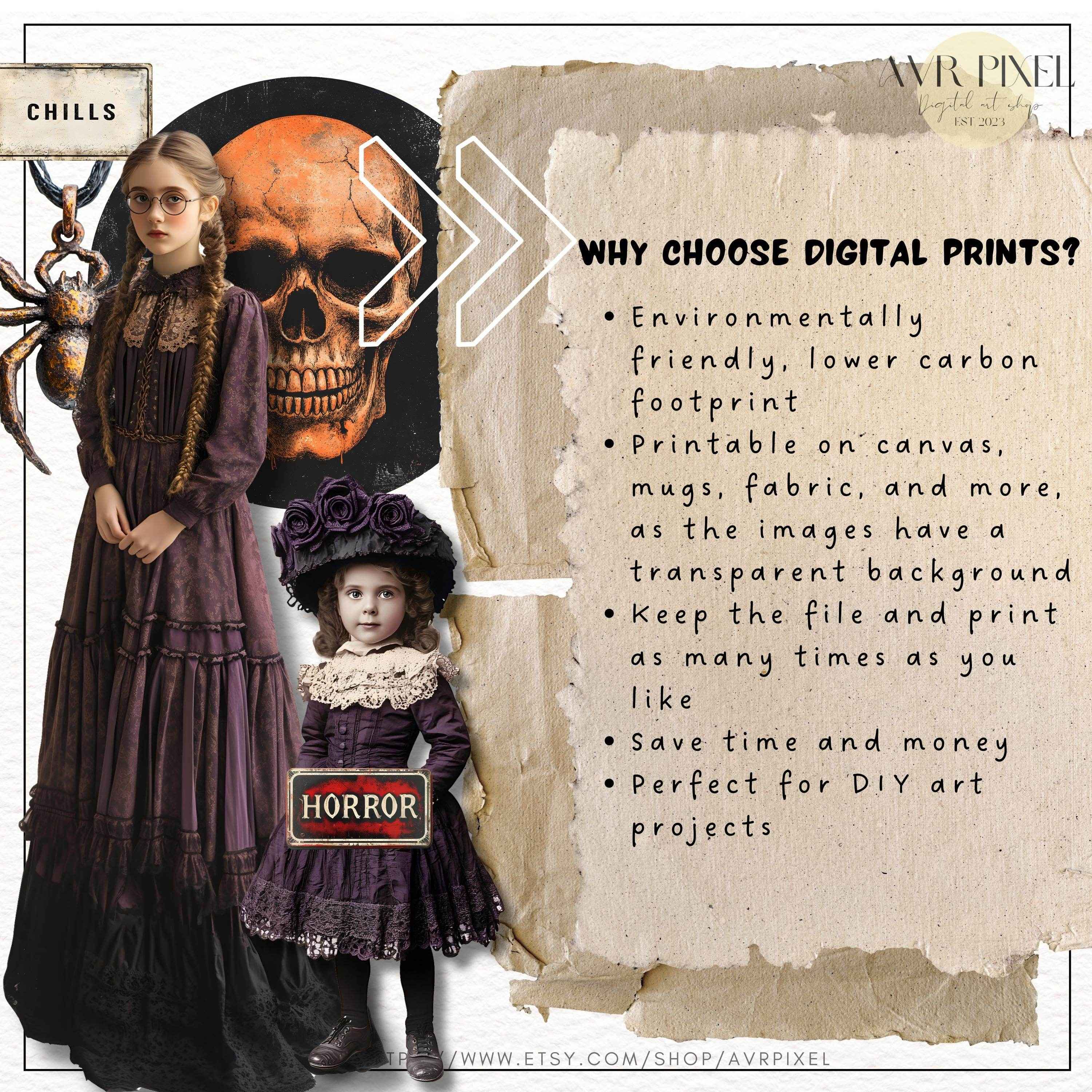 Halloween Scrapbooking Kit | Classic Vintage Ephemera & Junk Journal Kit | Commercial Use Digital Cutouts JJES22H2SE - Avr Pixel - Avr Pixel