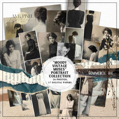 Moody Vintage Muses Portrait Collection | Scrapbooking & Journaling Ephemera | Halloween Crafts JJES32SET43 _ Avr pixel - Avr Pixel