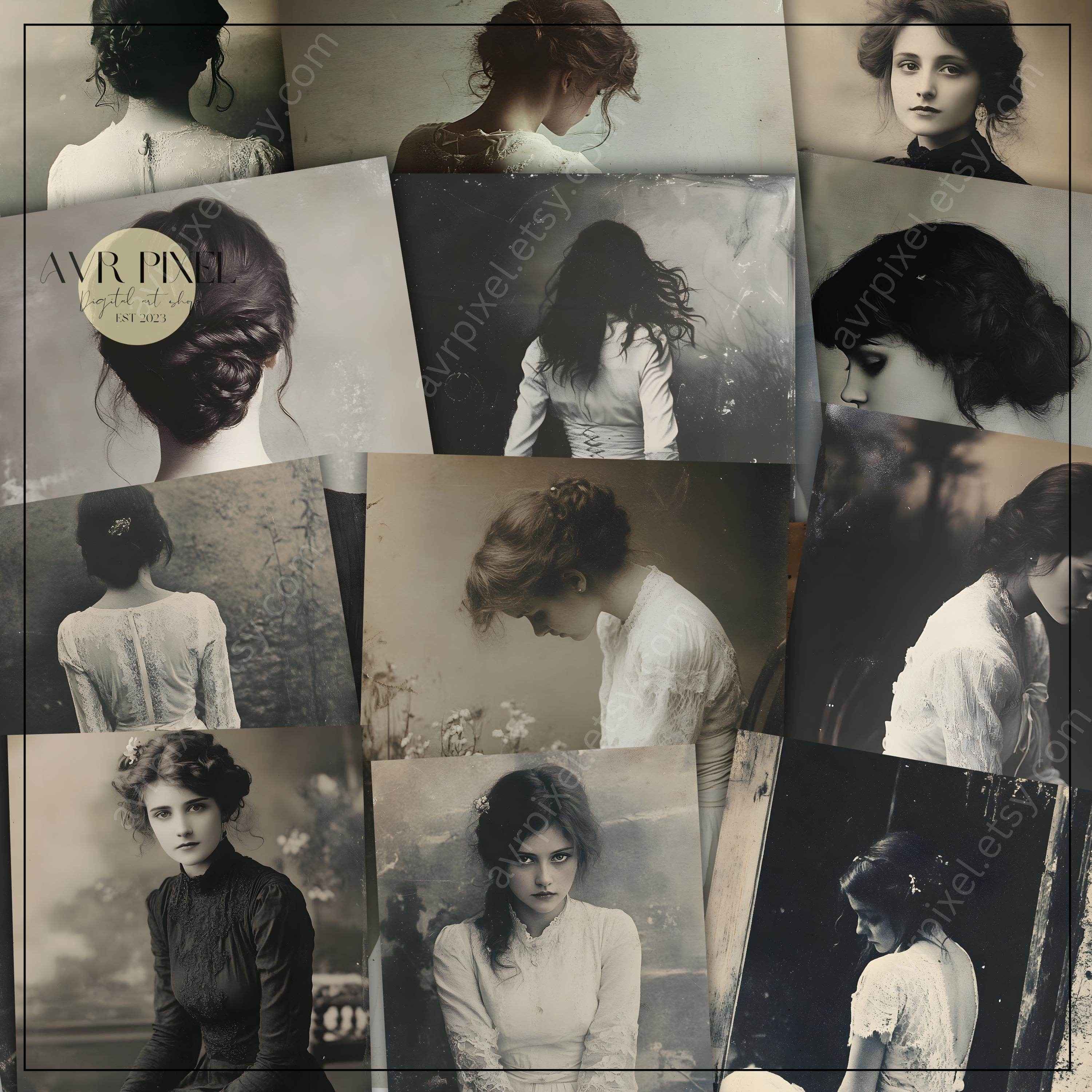 Moody Vintage Muses Portrait Collection | Scrapbooking & Journaling Ephemera | Halloween Crafts JJES32SET43 _ Avr pixel - Avr Pixel