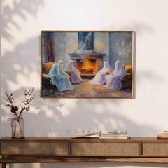 Halloween Wall Art - Vintage Spooky Ghostly Gathering by Avr Pixel - Avr Pixel