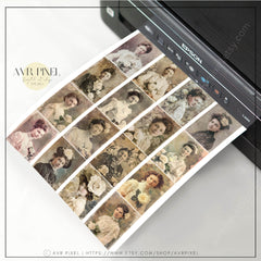 Vintage Women Headshots with Flowers | Junk Journal Ephemera Digital Kit | Commercial Use Scrapbook Supplies _ Avr pixel - Avr Pixel