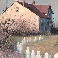 Halloween Wall Art - Ghosts Drifting to School Spooky Painting for Home Decor by Avr Pixel - Avr Pixel