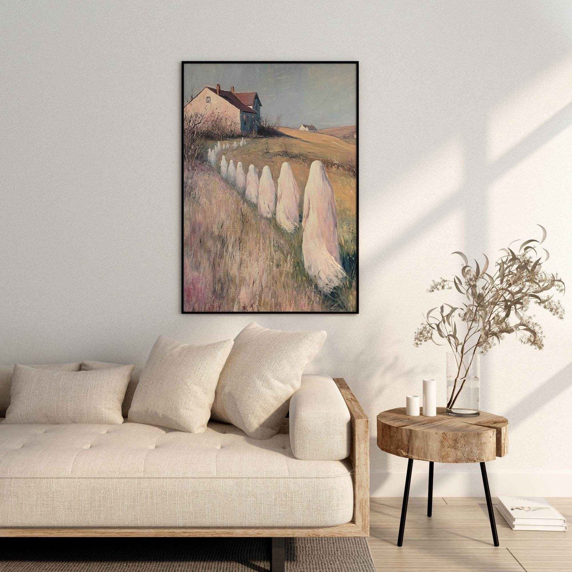 Halloween Wall Art - Ghosts Drifting to School Spooky Painting for Home Decor by Avr Pixel - Avr Pixel