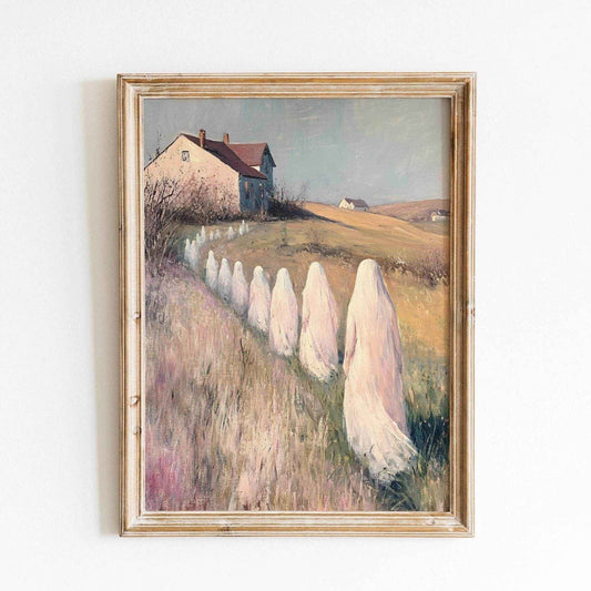 Halloween Wall Art - Ghosts Drifting to School Spooky Painting for Home Decor by Avr Pixel - Avr Pixel