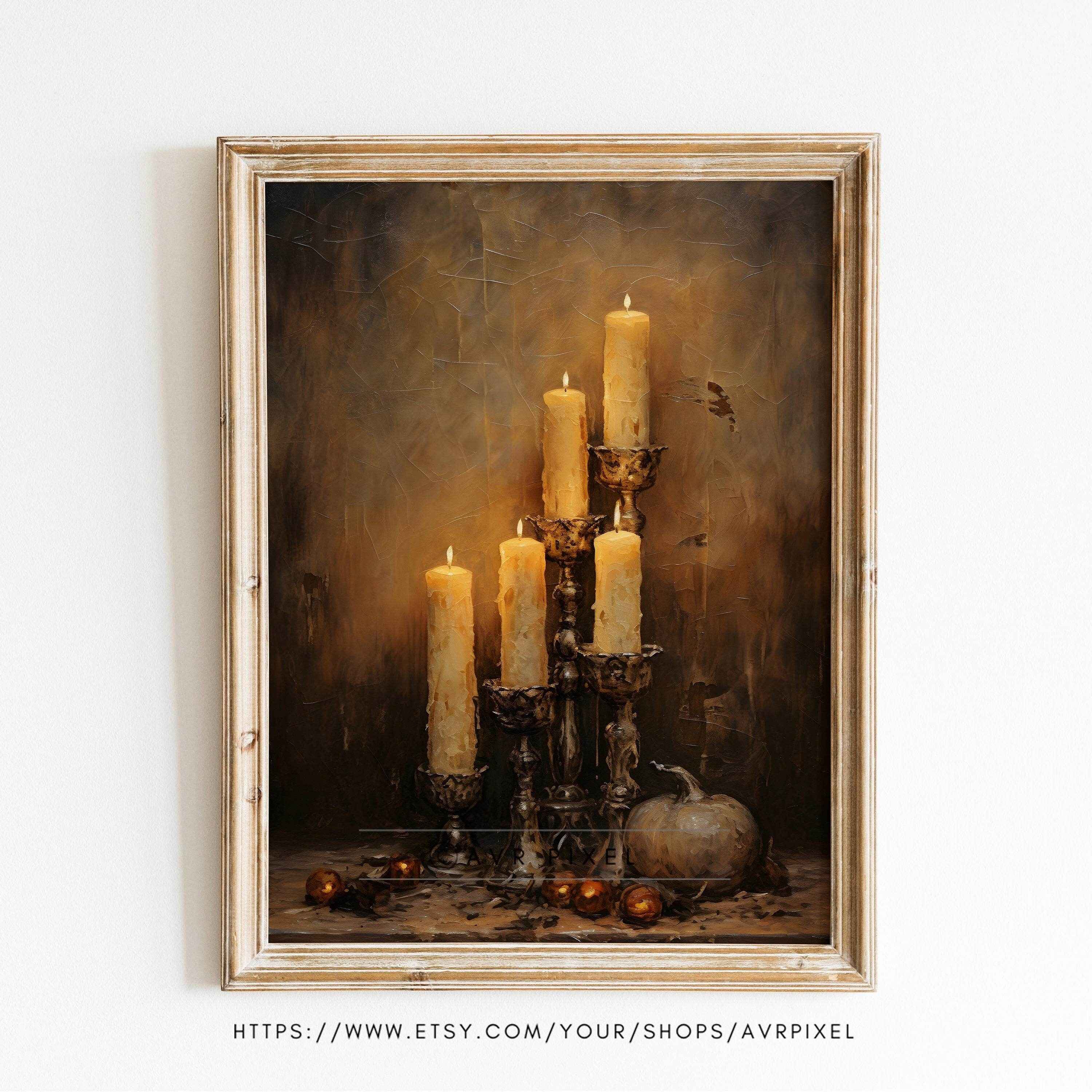 Halloween Wall Art | Gothic  Candle  - Vintage Spooky Decor Poster _ Avr pixel - Avr Pixel