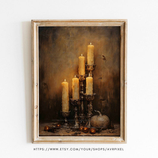 Halloween Wall Art | Gothic  Candle  - Vintage Spooky Decor Poster _ Avr pixel - Avr Pixel