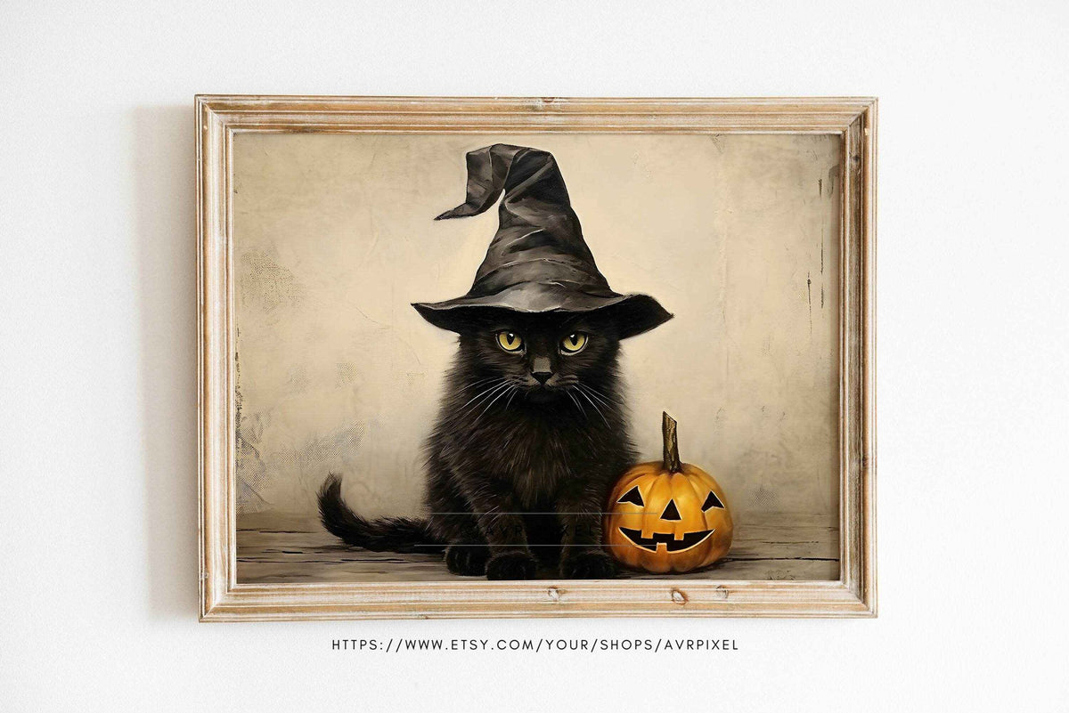 Halloween Black Cat Wall Art Digital Print by Avr Pixel _ Avr pixel - Avr Pixel