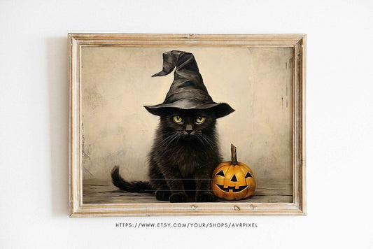 Halloween Black Cat Wall Art Digital Print by Avr Pixel _ Avr pixel - Avr Pixel