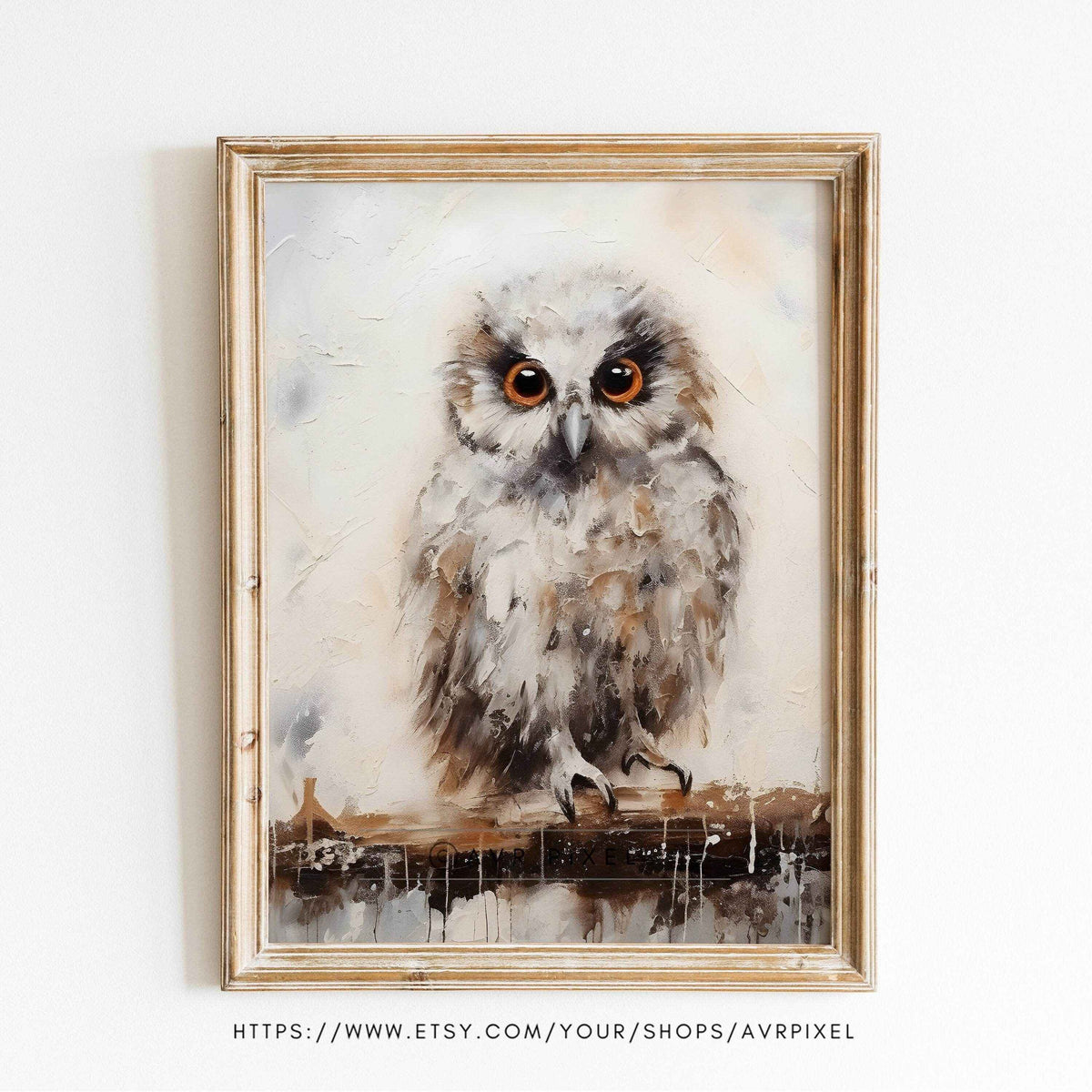 Halloween Wall Art - Muted Owl Autumn Decor for Farmhouse Home by Avr Pixel - Avr Pixel