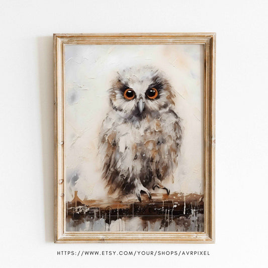 Halloween Wall Art - Muted Owl Autumn Decor for Farmhouse Home by Avr Pixel - Avr Pixel