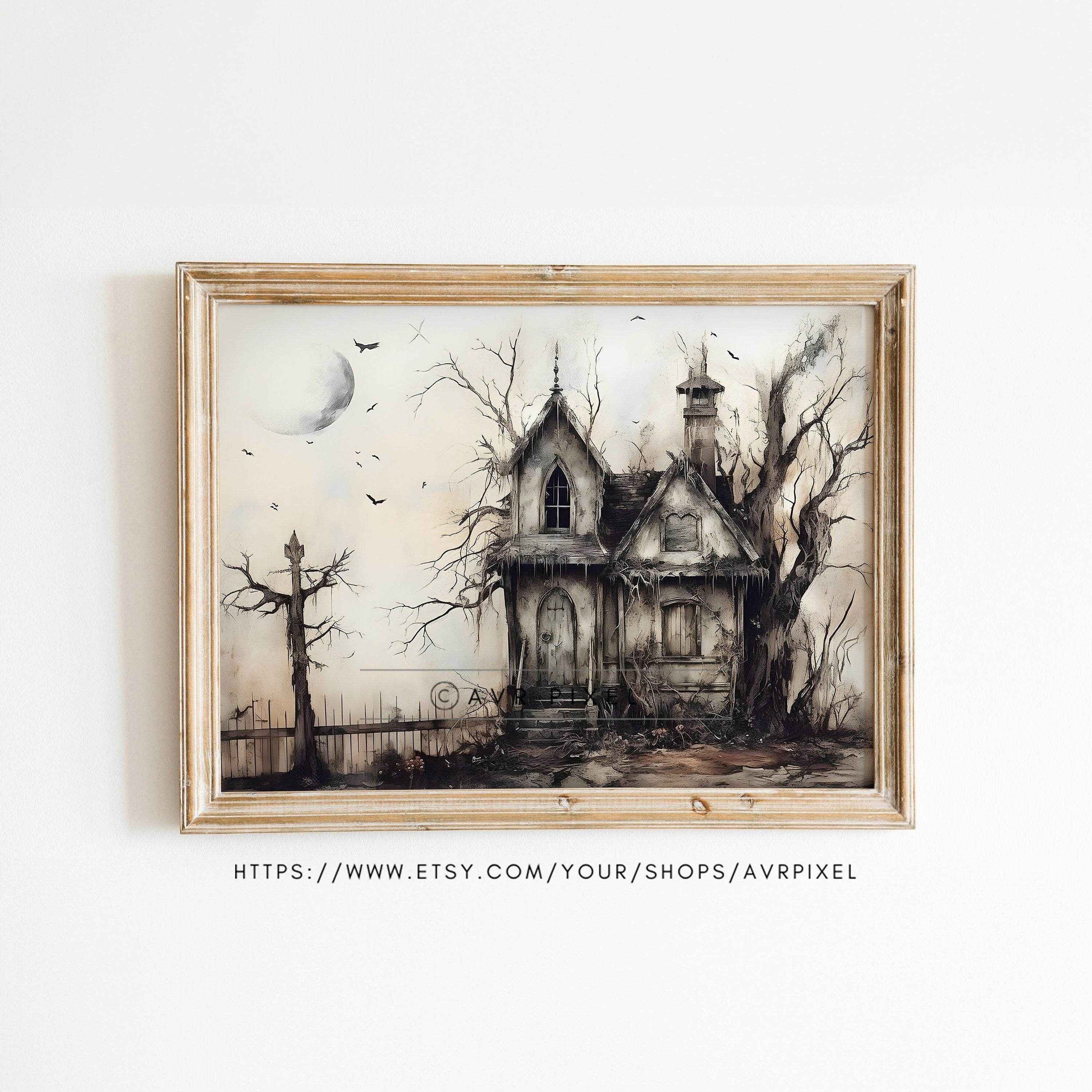 Halloween Wall Art - Muted Color Haunted Decor by Avr Pixel for Eerie Home Ambiance - Avr Pixel