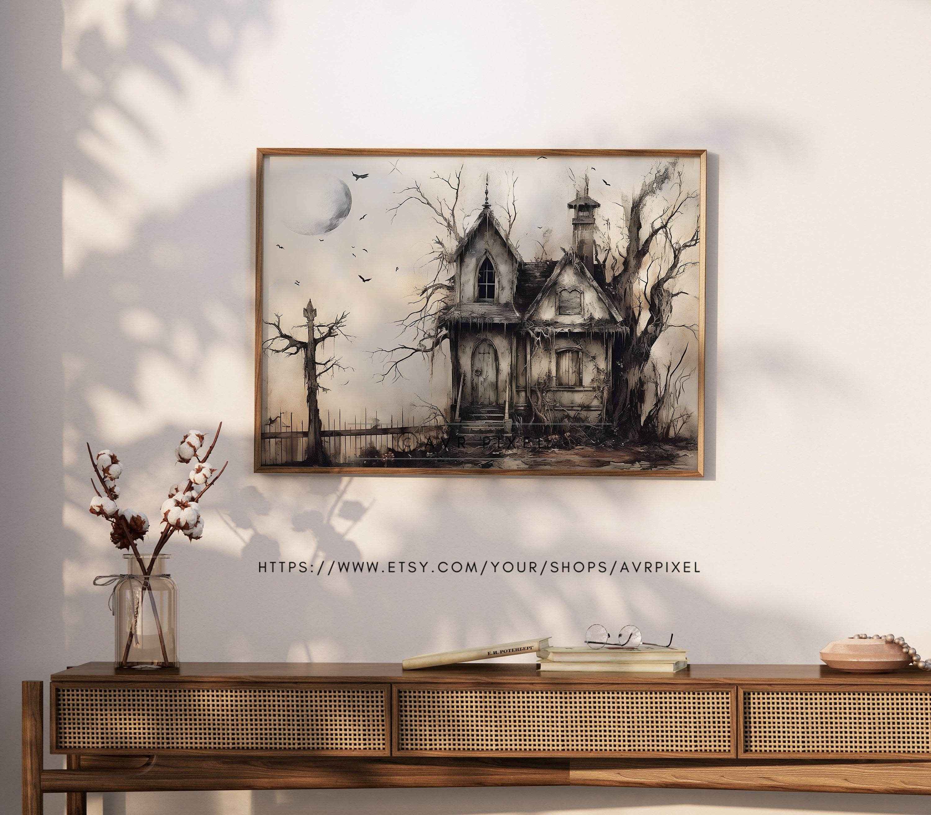 Halloween Wall Art - Muted Color Haunted Decor by Avr Pixel for Eerie Home Ambiance - Avr Pixel
