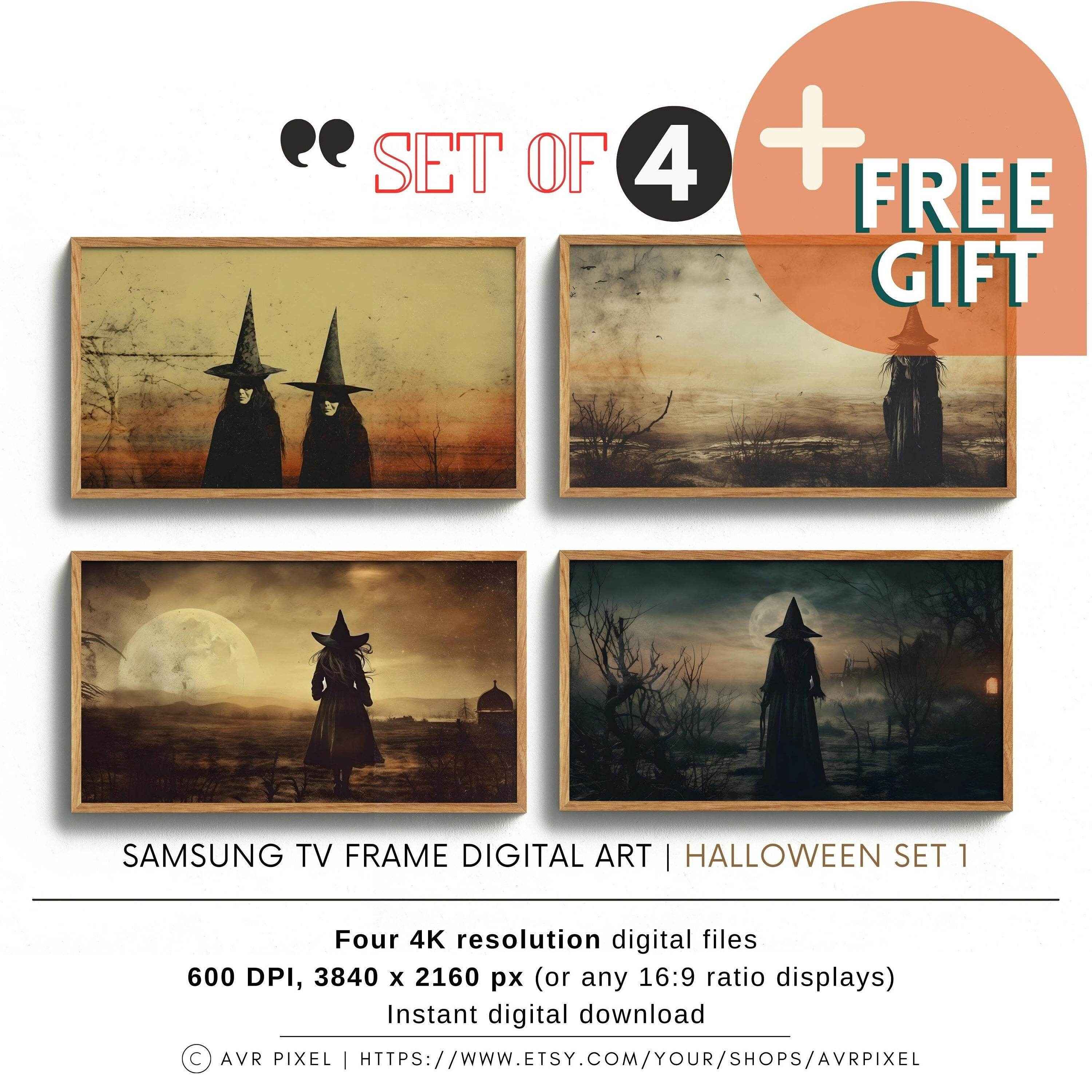 Vintage Halloween Witches Art Set - 4K Samsung Frame TV Decor - Avr Pixel