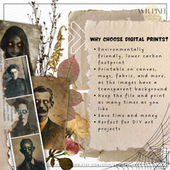 Laser-Eyed Ghost Portraits - Spooky Printable Halloween Scrapbooking Decor by Avr Pixel - Avr Pixel