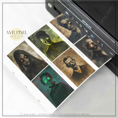 Laser-Eyed Ghost Portraits - Spooky Printable Halloween Scrapbooking Decor by Avr Pixel - Avr Pixel