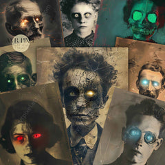 Laser-Eyed Ghost Portraits - Spooky Printable Halloween Scrapbooking Decor by Avr Pixel - Avr Pixel