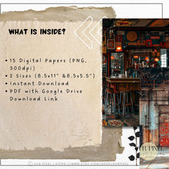 Vintage Industrial Scrapbooking Prints | 15 Grungy Digital Backgrounds for Junk Journal & Crafts JJES12SET15 _ Avr pixel - Avr Pixel