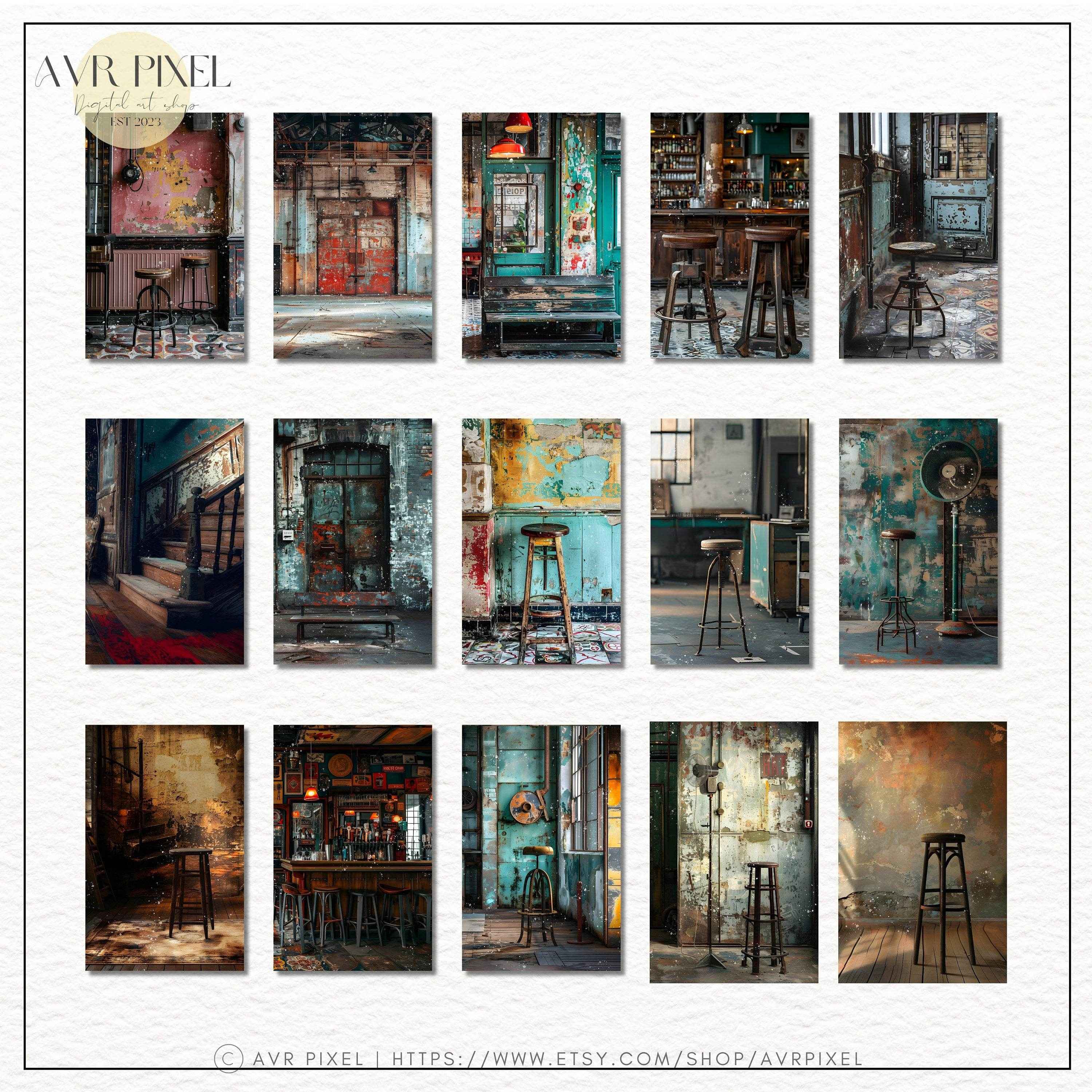 Vintage Industrial Scrapbooking Prints | 15 Grungy Digital Backgrounds for Junk Journal & Crafts JJES12SET15 _ Avr pixel - Avr Pixel