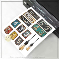 Scrapbooking Ephemera  & Junk Journal Kit | Steampunk Bulbs & Metal Plates Digital Papers | Vintage   | Commercial Use Designs JJES15SET45 _ Avr pixel - Avr Pixel