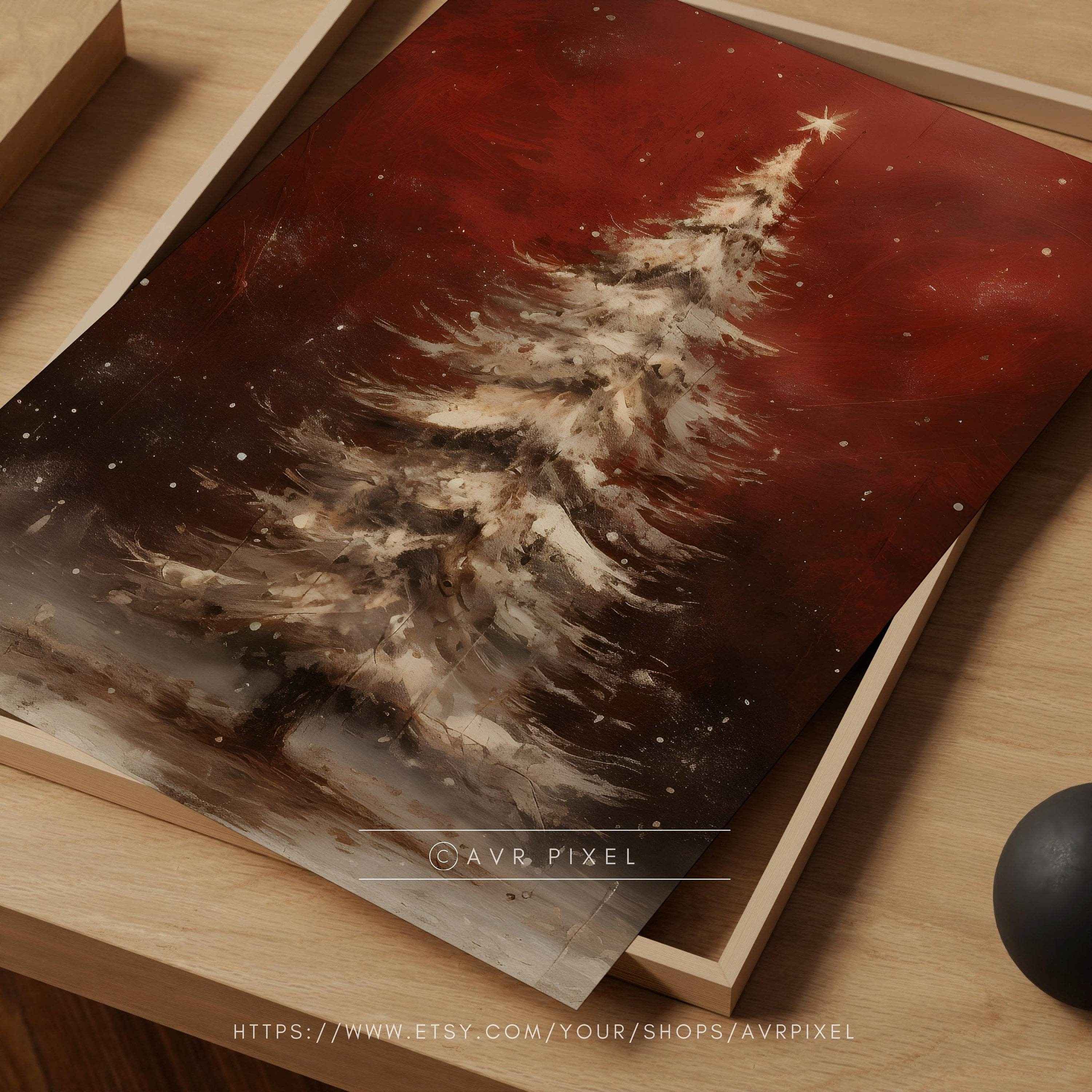 Christmas Wall Art - Printable Christmas Wall Art in Vintage Rustic Red Farmhouse Decor by Avr Pixel - Avr Pixel