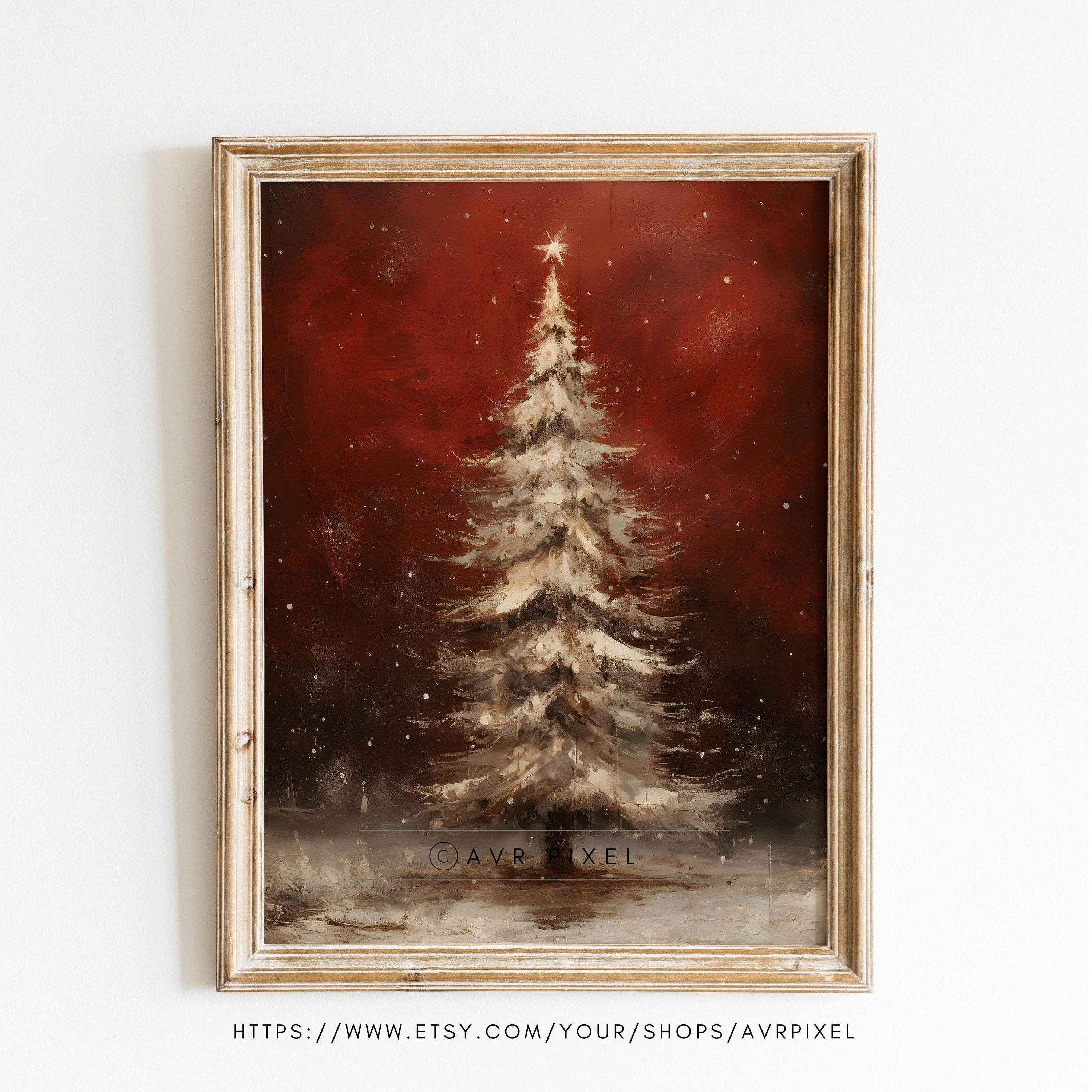 Christmas Wall Art - Printable Christmas Wall Art in Vintage Rustic Red Farmhouse Decor by Avr Pixel - Avr Pixel