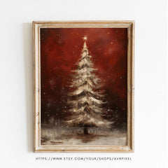 Christmas Wall Art - Printable Christmas Wall Art in Vintage Rustic Red Farmhouse Decor by Avr Pixel - Avr Pixel