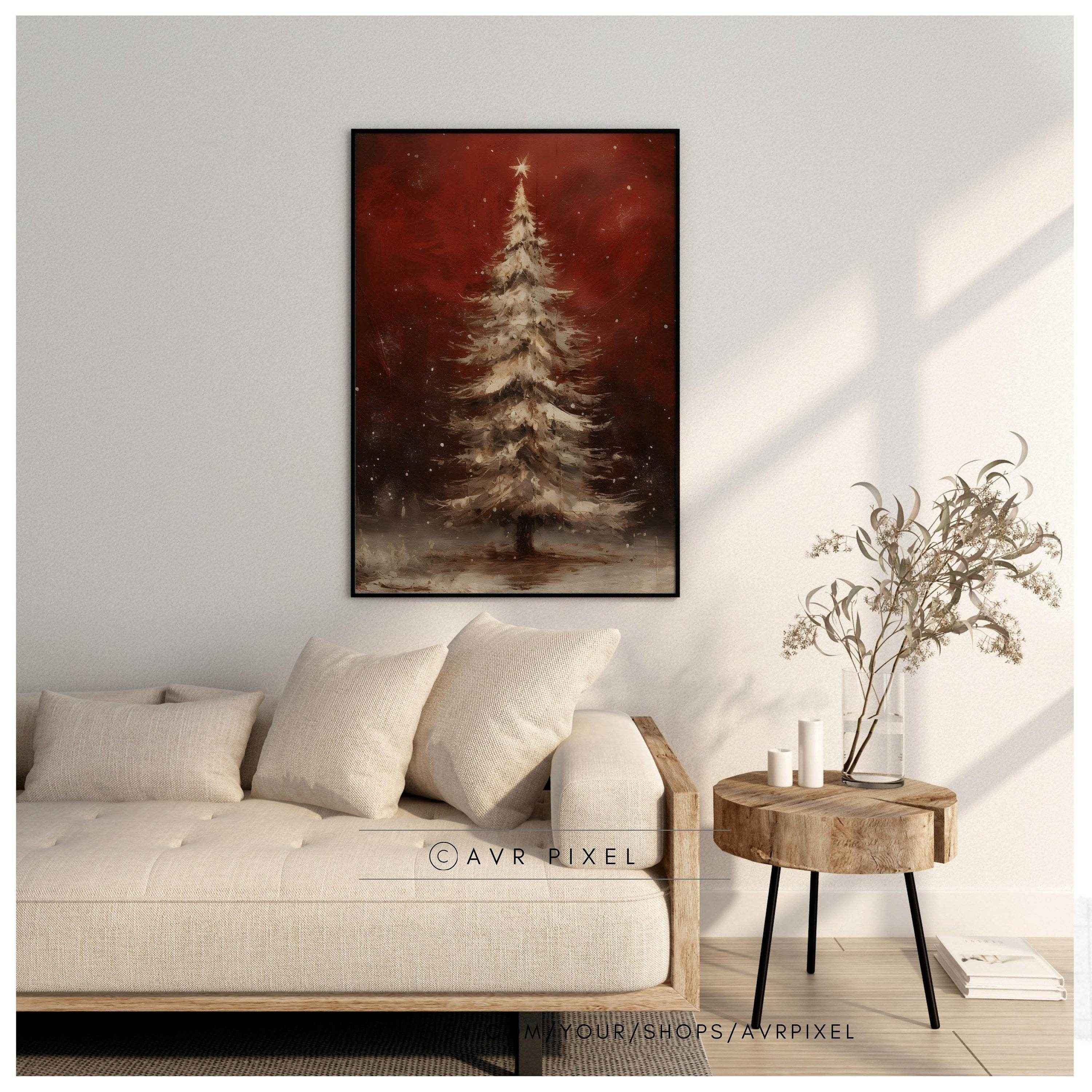 Christmas Wall Art - Printable Christmas Wall Art in Vintage Rustic Red Farmhouse Decor by Avr Pixel - Avr Pixel