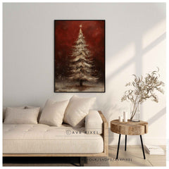 Christmas Wall Art - Printable Christmas Wall Art in Vintage Rustic Red Farmhouse Decor by Avr Pixel - Avr Pixel