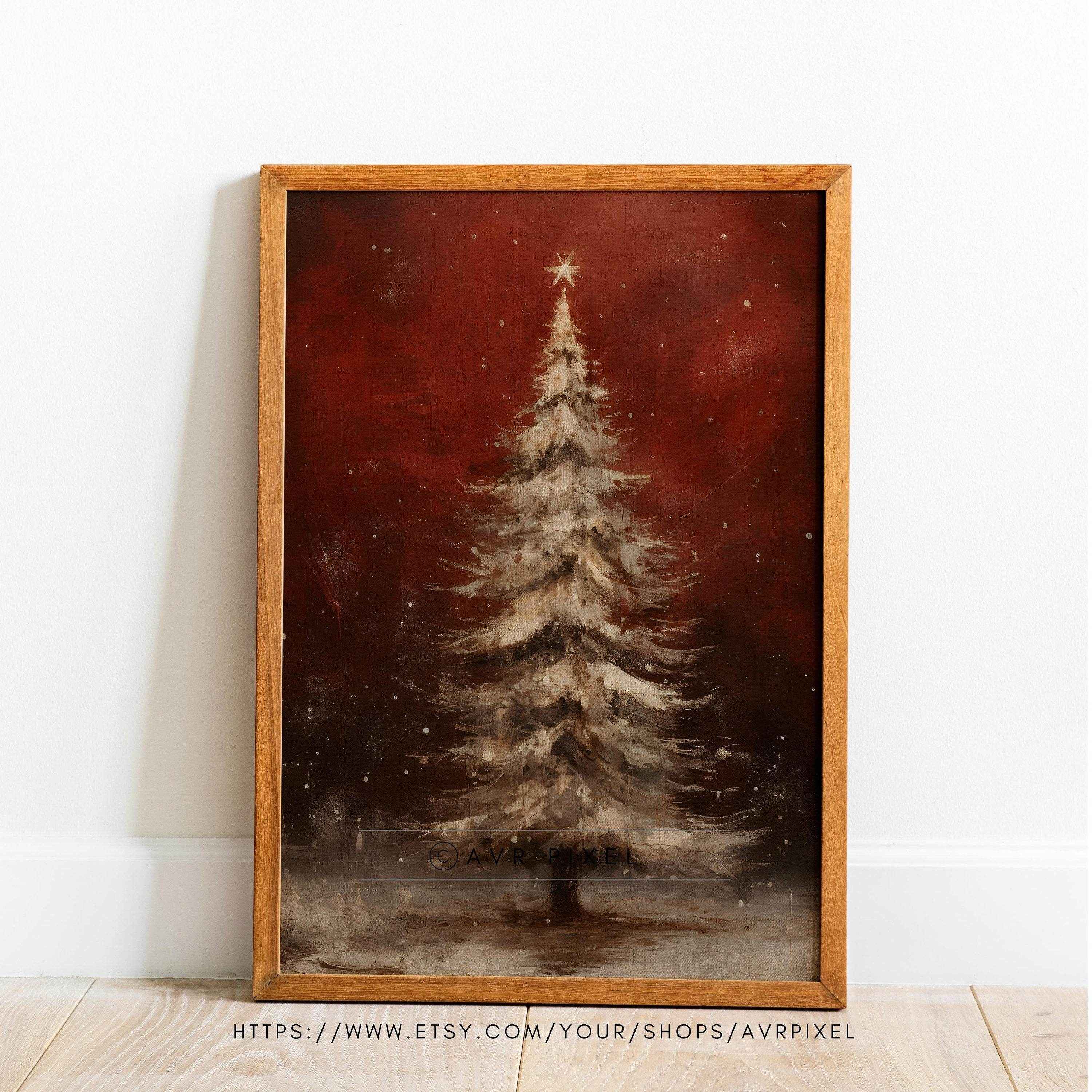 Christmas Wall Art - Printable Christmas Wall Art in Vintage Rustic Red Farmhouse Decor by Avr Pixel - Avr Pixel