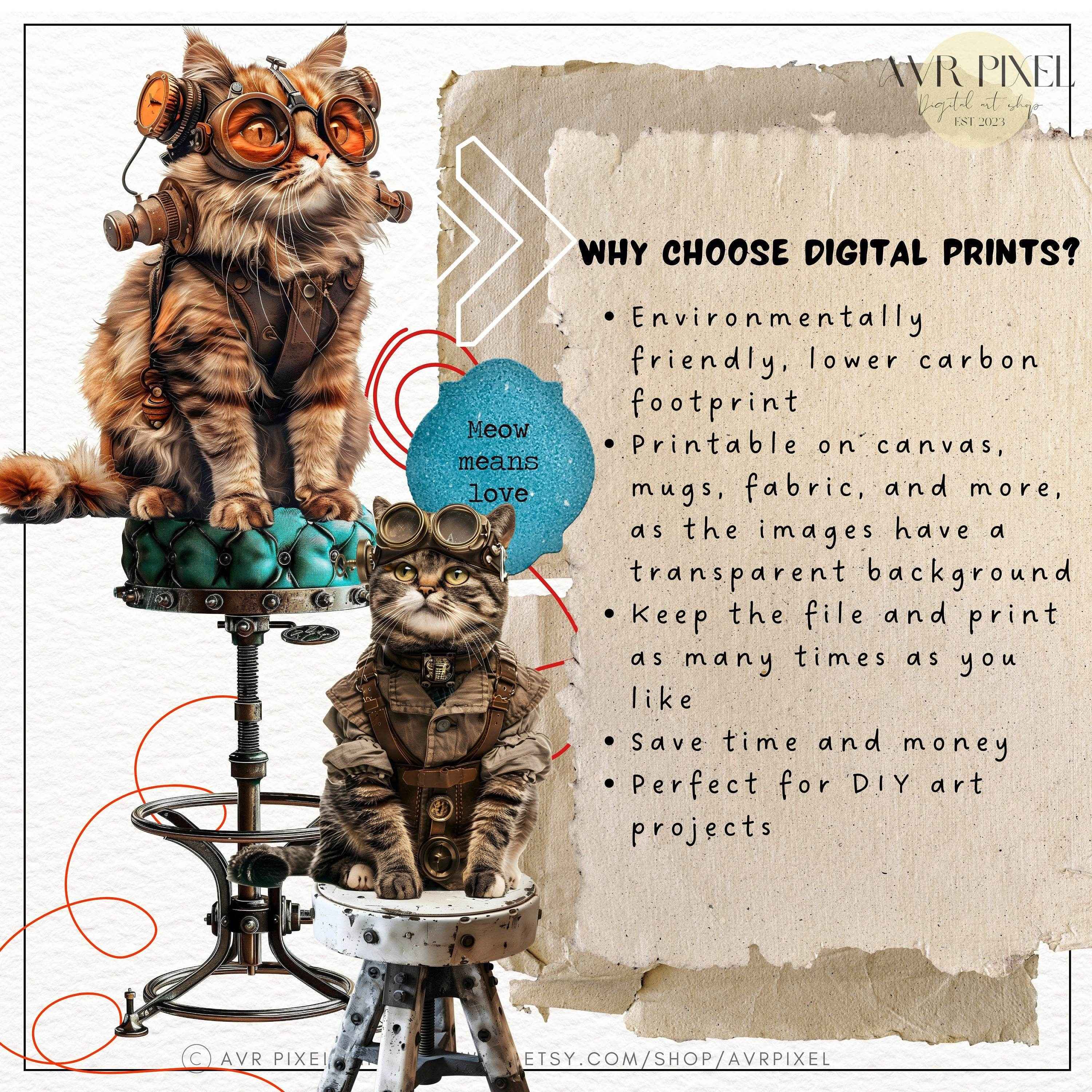 Scrapbooking Ephemera  & Junk Journal Kit | Vintage Steampunk Cats Digital Papers | Victorian  &   JJES14SET21 _ Avr pixel - Avr Pixel
