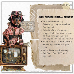 Scrapbooking Ephemera  & Junk Journal Kit | Steampunk Dogs  Set | Victorian Digital Papers |  & Collage Sheets JJES13SET21 _ Avr pixel - Avr Pixel