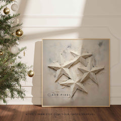 Christmas Wall Art - Textured Acrylic Minimalist Winter Lodge Decor by Avr Pixel - Avr Pixel