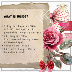 Scrapbooking Ephemera  & Junk Journal Kit | Valentines Vintage  | Victorian  Sheets | DIY  Designs JJES29S33 _ Avr pixel - Avr Pixel